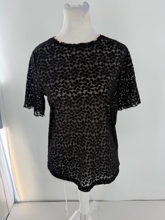 Zara Tops - Zara Women’s Small Black Floral Lace Sheer Short Sleeve Blouse Top Romantic